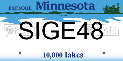 SIGE48 Minnesota License Plate
