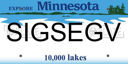 SIGSEGV Minnesota License Plate