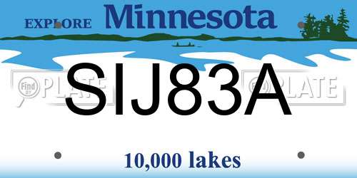 SIJ83A Minnesota License Plate
