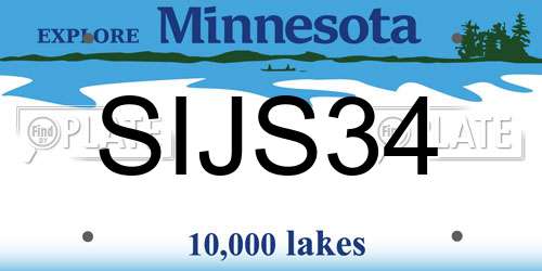 SIJS34 Minnesota License Plate