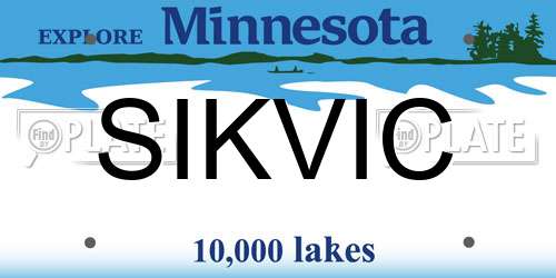 SIKVIC Minnesota License Plate
