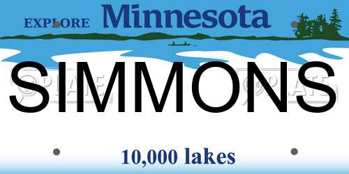 SIMMONS Minnesota License Plate