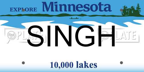 SINGH Minnesota License Plate