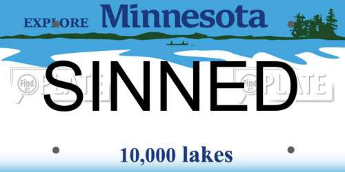 SINNED Minnesota License Plate
