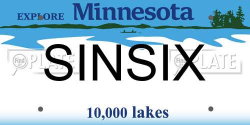SINSIX Minnesota License Plate