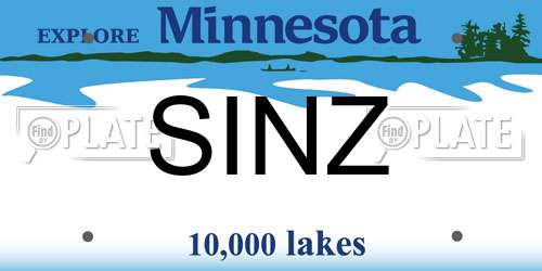 SINZ Minnesota License Plate