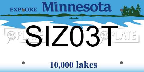 SIZ03T Minnesota License Plate