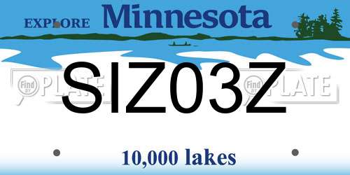SIZ03Z Minnesota License Plate