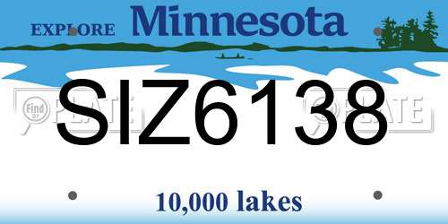 SIZ6138 Minnesota License Plate
