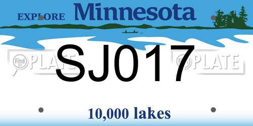 SJ017 Minnesota License Plate