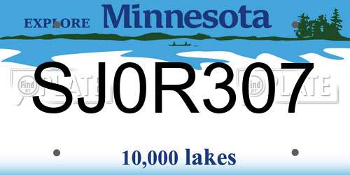 SJ0R307 Minnesota License Plate
