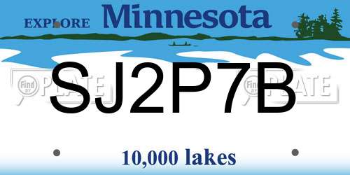 SJ2P7B Minnesota License Plate