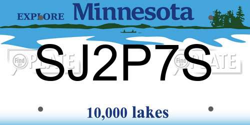 SJ2P7S Minnesota License Plate