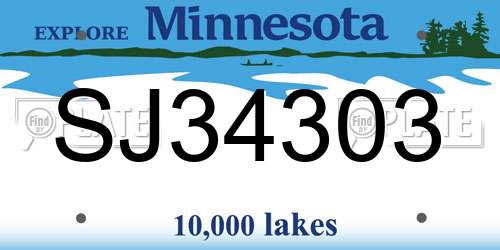 SJ34303 Minnesota License Plate