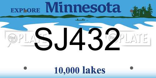 SJ432 Minnesota License Plate