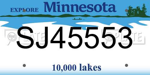 SJ45553 Minnesota License Plate