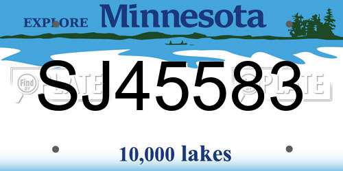 SJ45583 Minnesota License Plate
