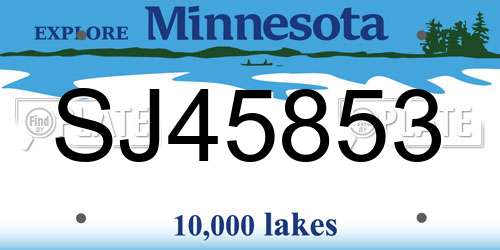 SJ45853 Minnesota License Plate