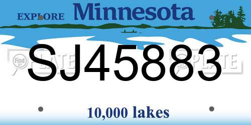 SJ45883 Minnesota License Plate