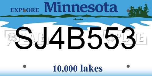 SJ4B553 Minnesota License Plate