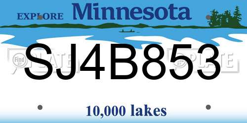 SJ4B853 Minnesota License Plate