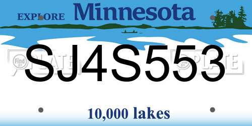 SJ4S553 Minnesota License Plate