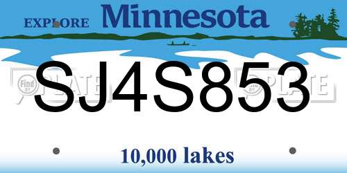 SJ4S853 Minnesota License Plate