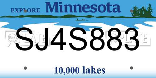 SJ4S883 Minnesota License Plate