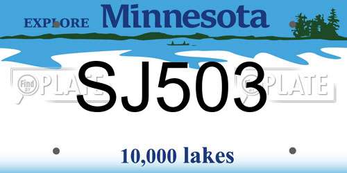 SJ503 Minnesota License Plate