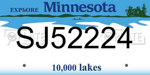 SJ52224 Minnesota License Plate