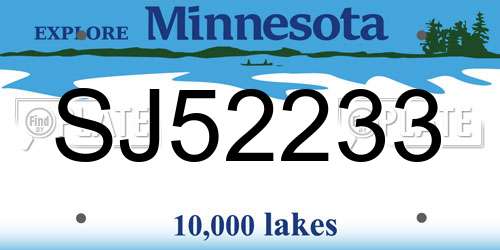 SJ52233 Minnesota License Plate