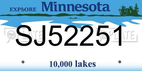 SJ52251 Minnesota License Plate