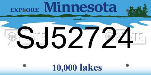 SJ52724 Minnesota License Plate