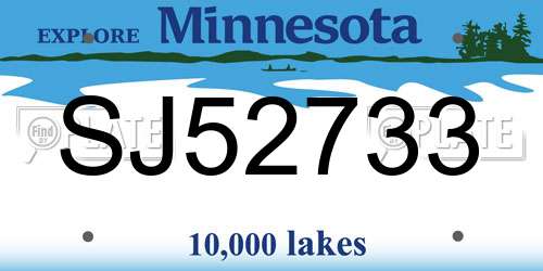SJ52733 Minnesota License Plate
