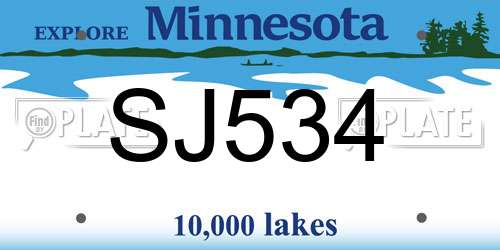 SJ534 Minnesota License Plate