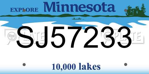 SJ57233 Minnesota License Plate