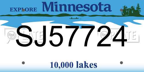 SJ57724 Minnesota License Plate