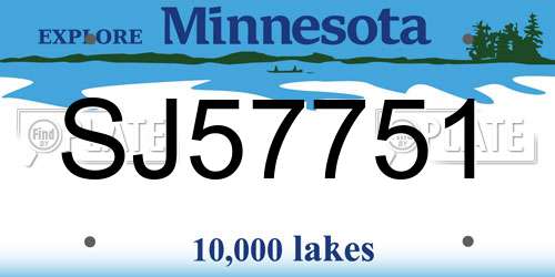 SJ57751 Minnesota License Plate