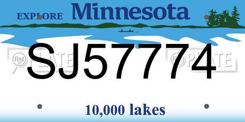 SJ57774 Minnesota License Plate
