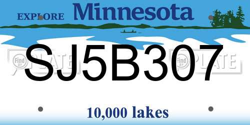 SJ5B307 Minnesota License Plate
