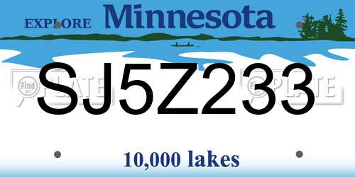 SJ5Z233 Minnesota License Plate