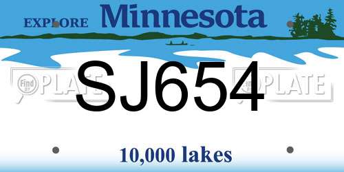 SJ654 Minnesota License Plate