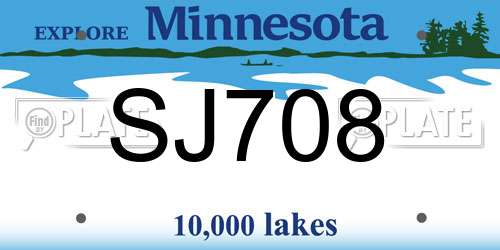 SJ708 Minnesota License Plate