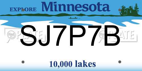 SJ7P7B Minnesota License Plate