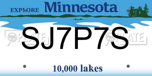 SJ7P7S Minnesota License Plate