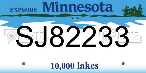 SJ82233 Minnesota License Plate