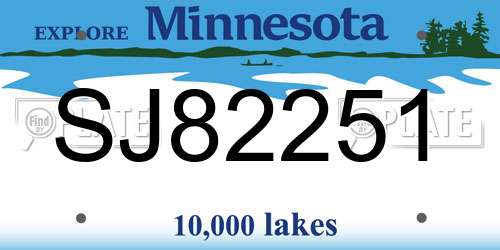 SJ82251 Minnesota License Plate