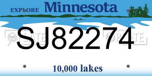 SJ82274 Minnesota License Plate