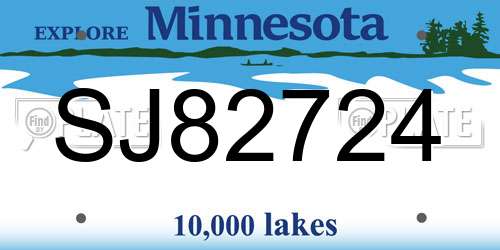 SJ82724 Minnesota License Plate