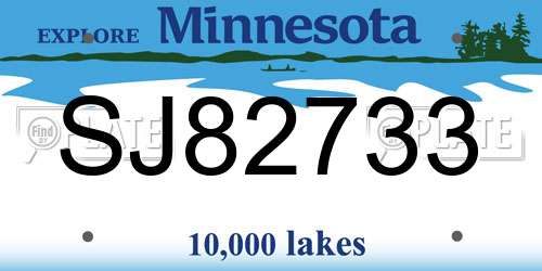 SJ82733 Minnesota License Plate